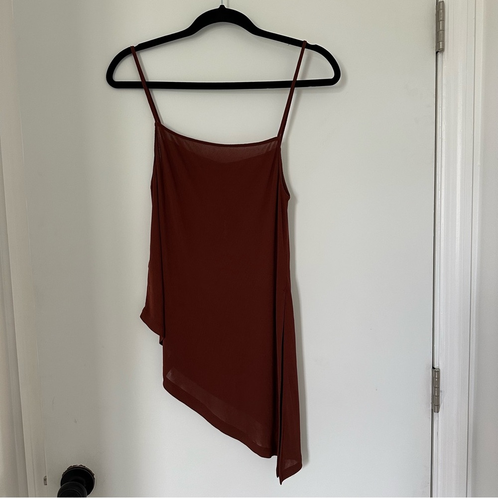 Massimo Dutti Brown Asymmetrical Top